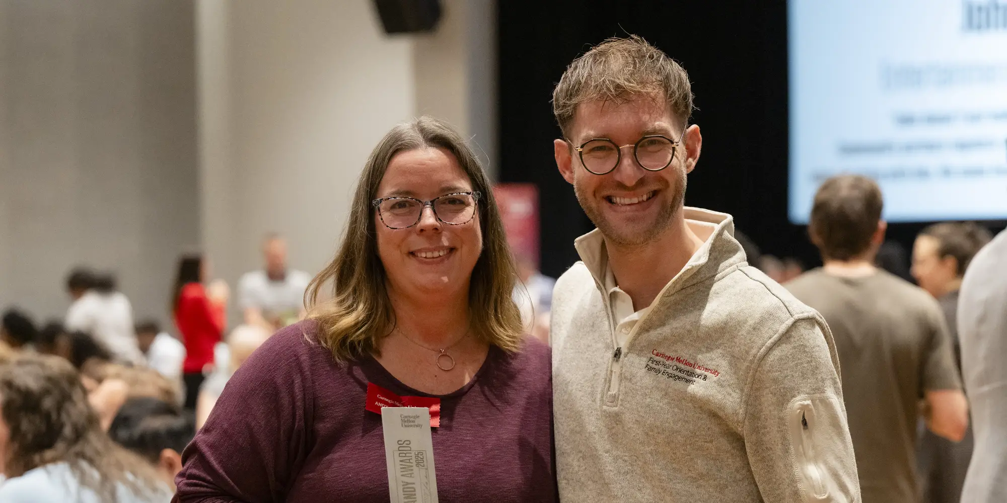 Andy Awards winner Kaycee Palko stands with a fellow coworker