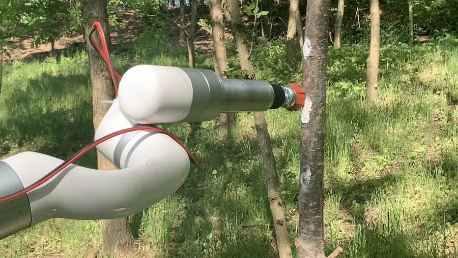 TartanPest pairs computer vision with a robotic arm attached to an electric tractor to detect and destroy spotted lanternfly egg masses.