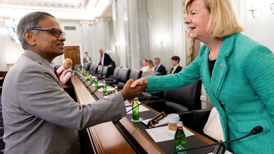 Ramayya Krishnan and Sen. Tammy Baldwin