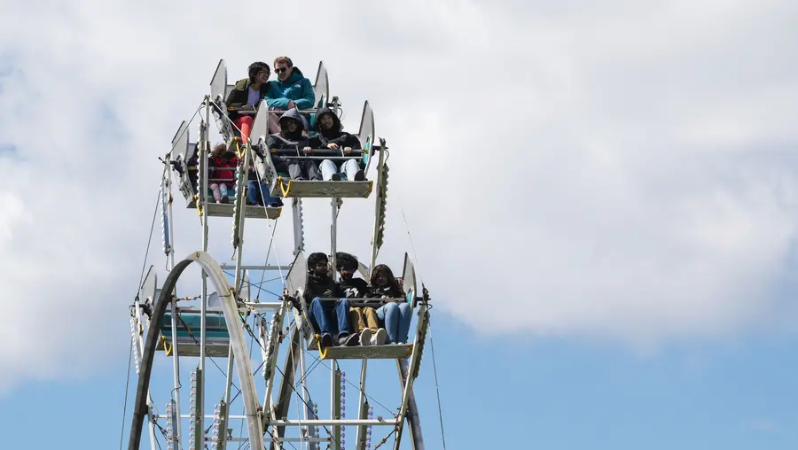 People on a ferris wheel.