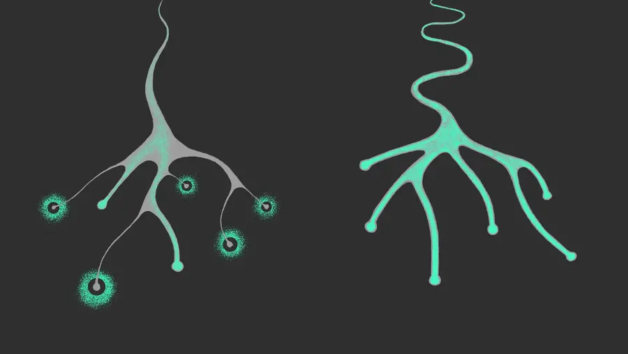 Artistic closeup rendering of neurons in the brain 
