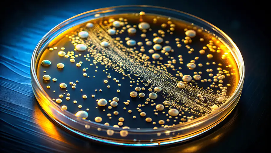 E coli bacteria in a Petri dish