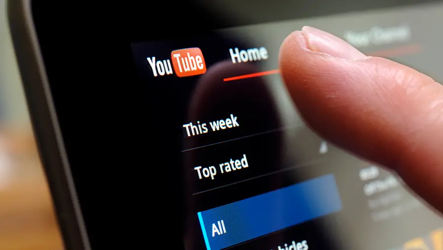 A stock image showing the YouTube homepage.