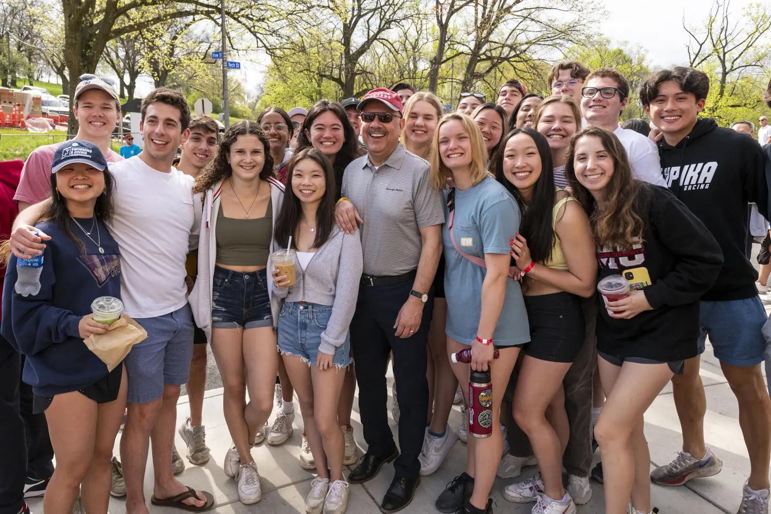 Farnam Jahanian with a group of students