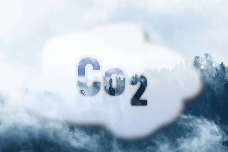 A graphic showing a cloud that reads "CO2"