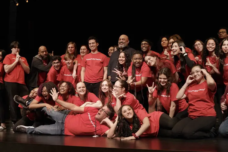 A group photo of the EITEA master class presented by the CMU School of Drama.