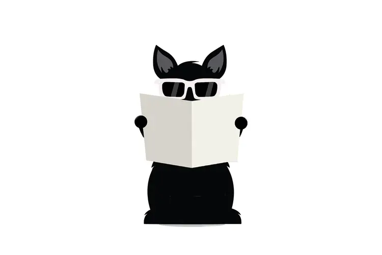 Scotty hiding behind a paper and sunglasses