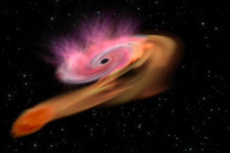 Drawing of a star propelling a jet of radiation energy.