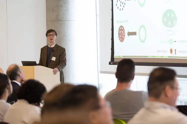 A speaker at the Pittsburgh Biomolecular Condensates Conference.