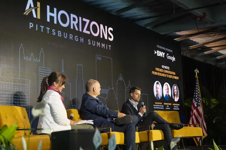 A panel of speakers at the AI Horizon conference. 