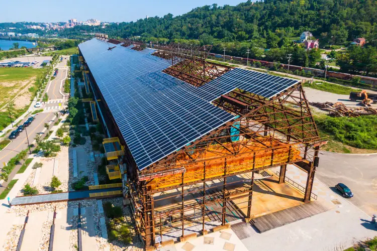 Solar panels on the roof of the Robotics Innovation Center