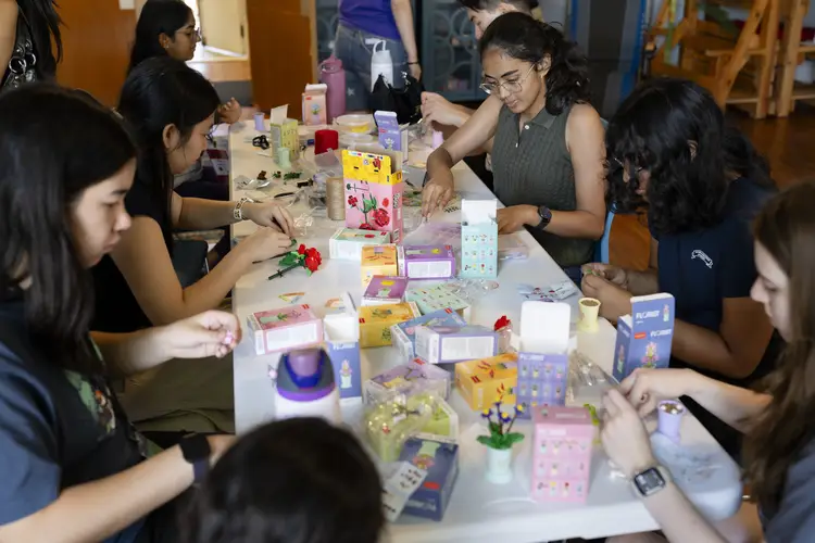 First-year students participate in Well-Being Day samplers during orientation week.