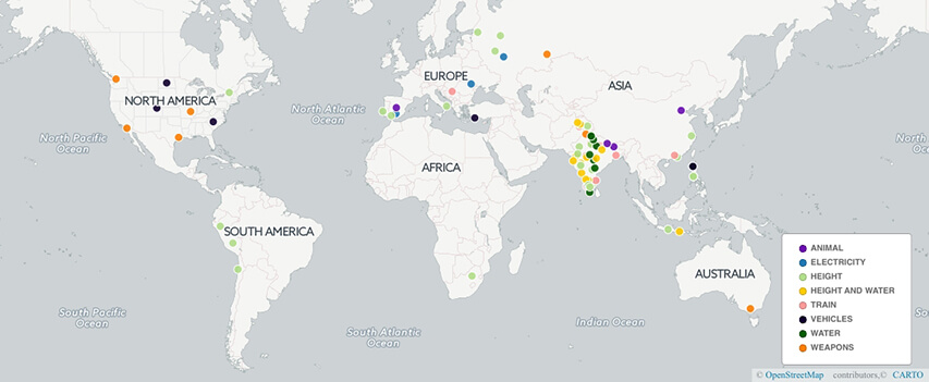 Selfie death map