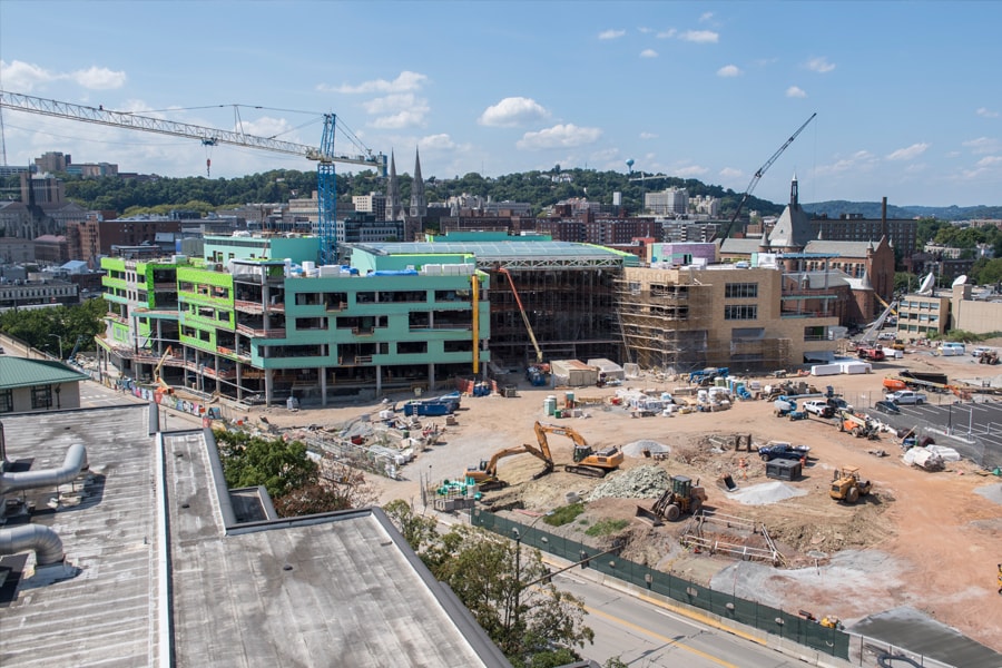 Image taken of the Tepper Quad construction on August 16