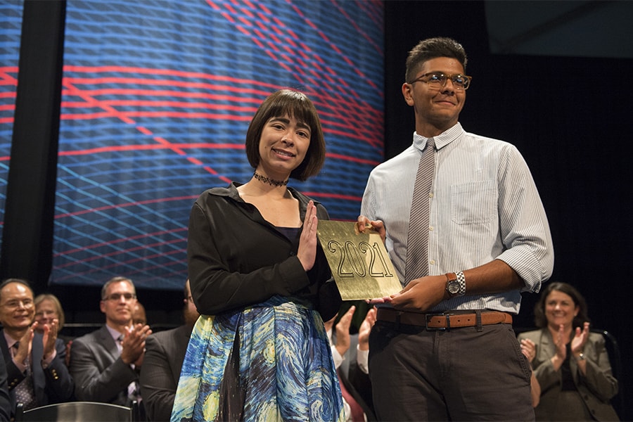 Image of students holding the class tile