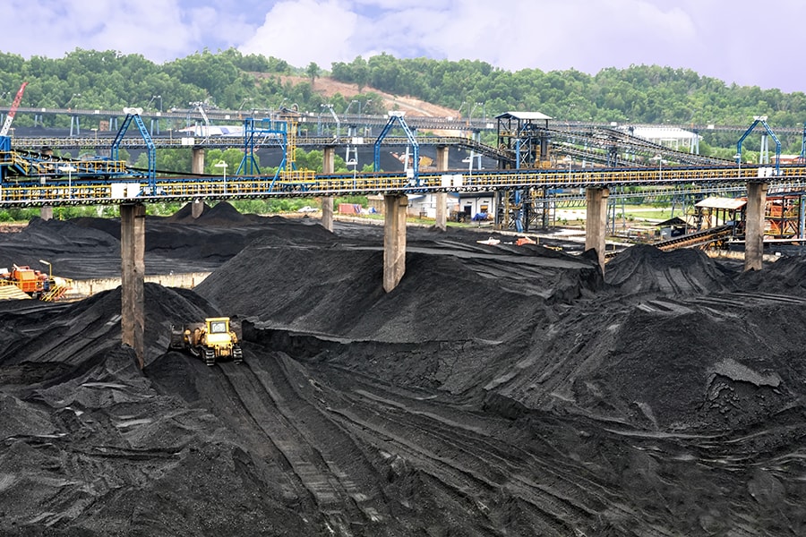 Coal piles in storage