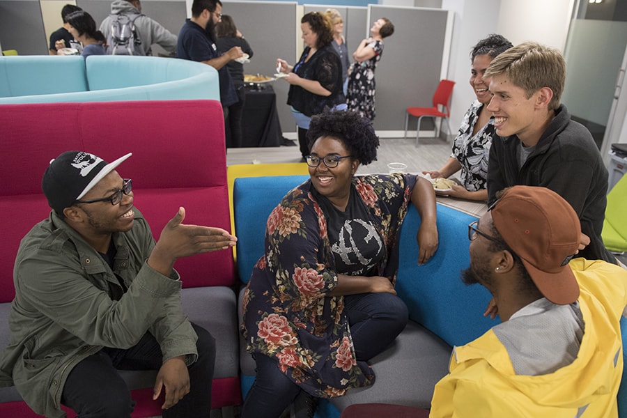 Image of students in the new center