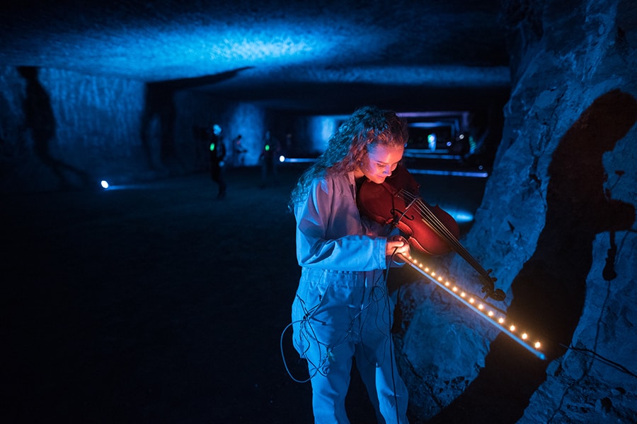 Student playing viola