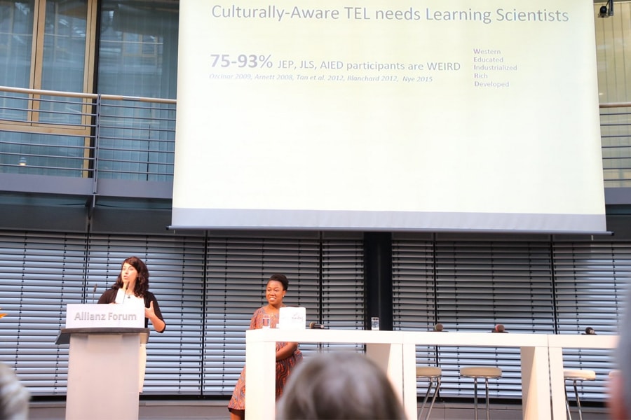 Amy Ogan and Judith Uchidiuno present their research in Berlin.