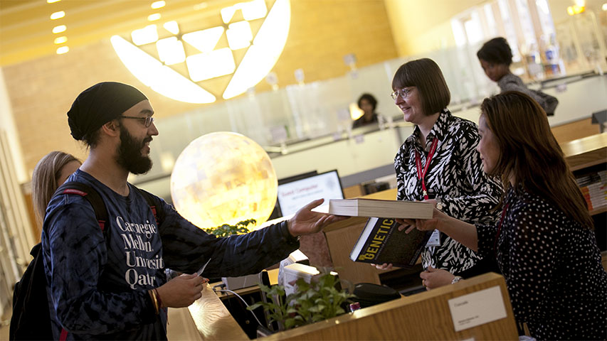 Image of students in the library at CMU Qatar