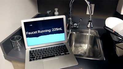 Image of faucet and a sensor
