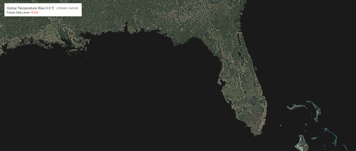 Gif of the rise in sea level around Florida