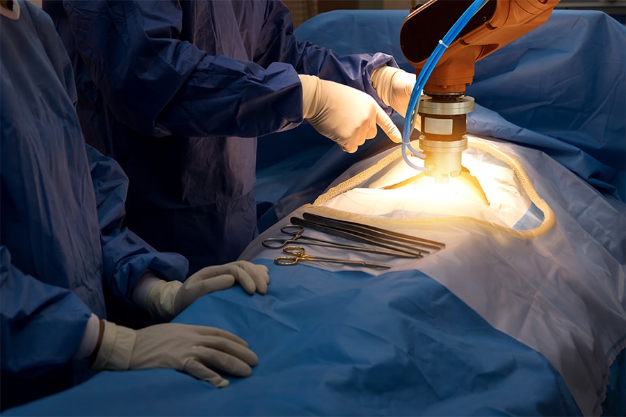 Image of a robotic surgery taking place