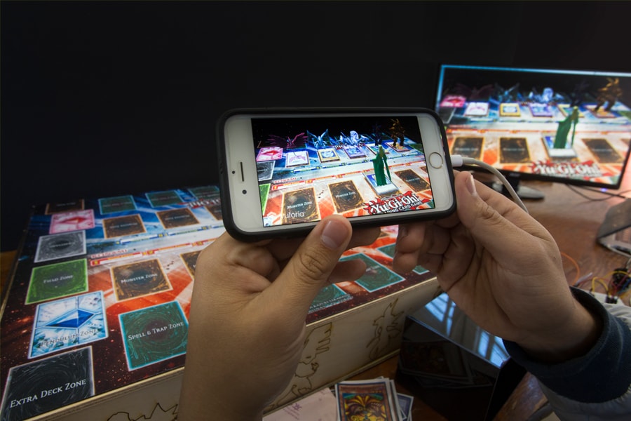 Image of an augmented reality Yu-Gi-Oh game
