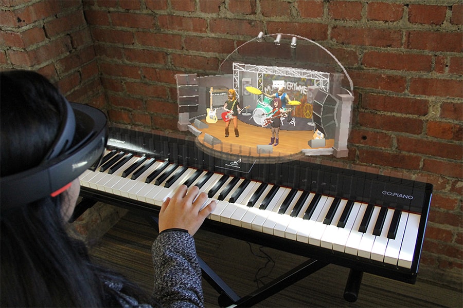Image showing animated band above a piano keyboard