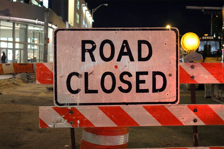 Road Closed sign