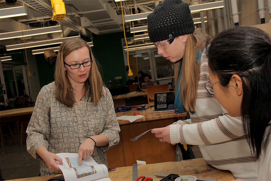 Image of Rebecca Taylor and students