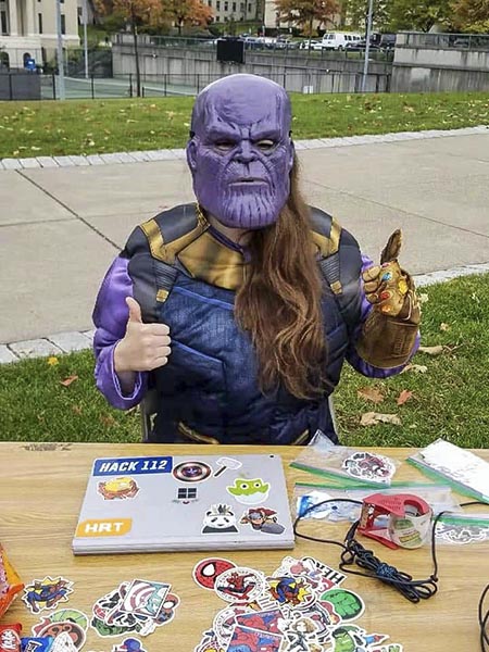 Photo of Erin Beasley dressed as Thanos. 