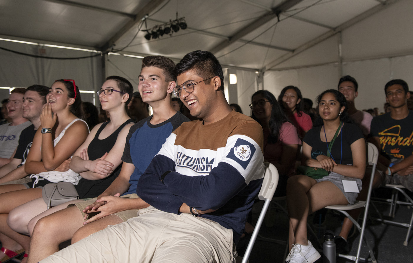 A photo of students enjoying the show