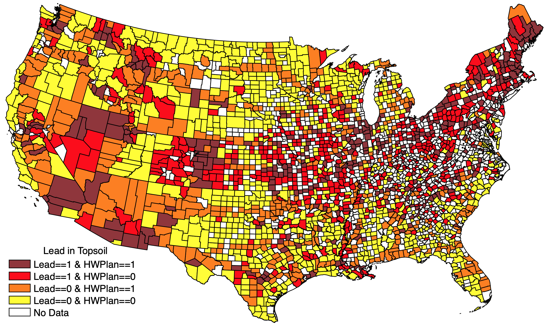 Lead concentrations above the median