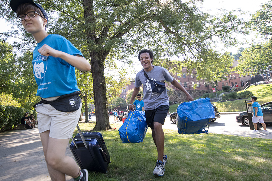 A photo of students moving in