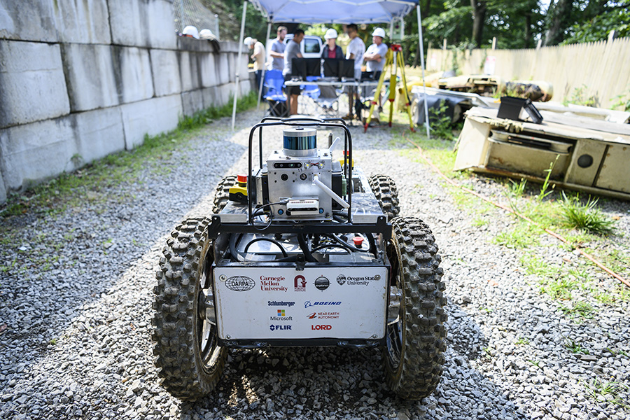 A photo of a wheeled robot