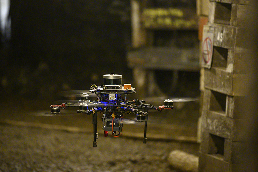 A photo of a robot exploring a mine