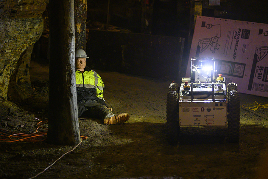 A photo of a robot exploring a mine