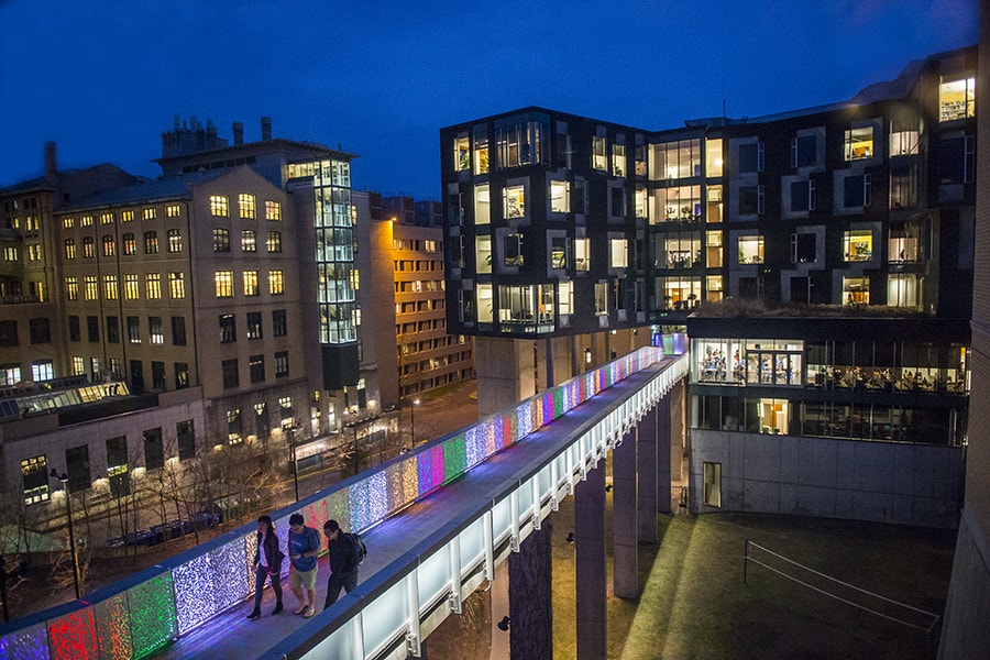 A photo of the Gates Center for Computer Science and Hillman Center for Future-Generation.