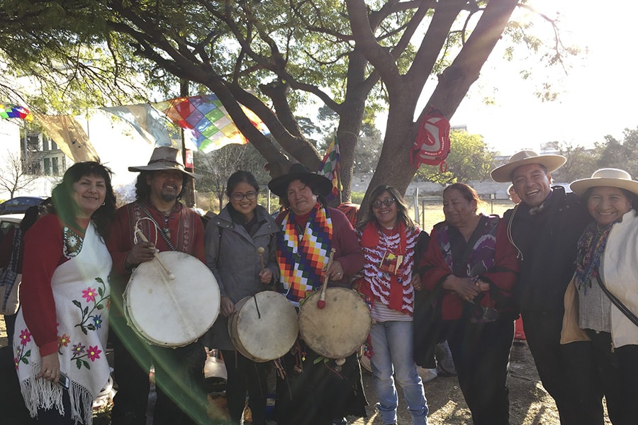 CMU student Theresa Abalos with a group of musicians in Argentina