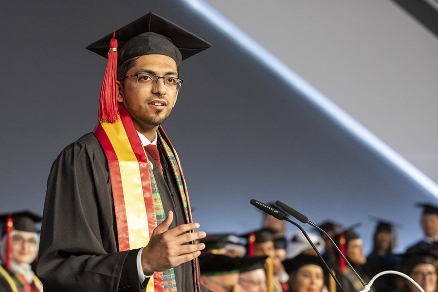 A photo of Amer Ahmad speaking.