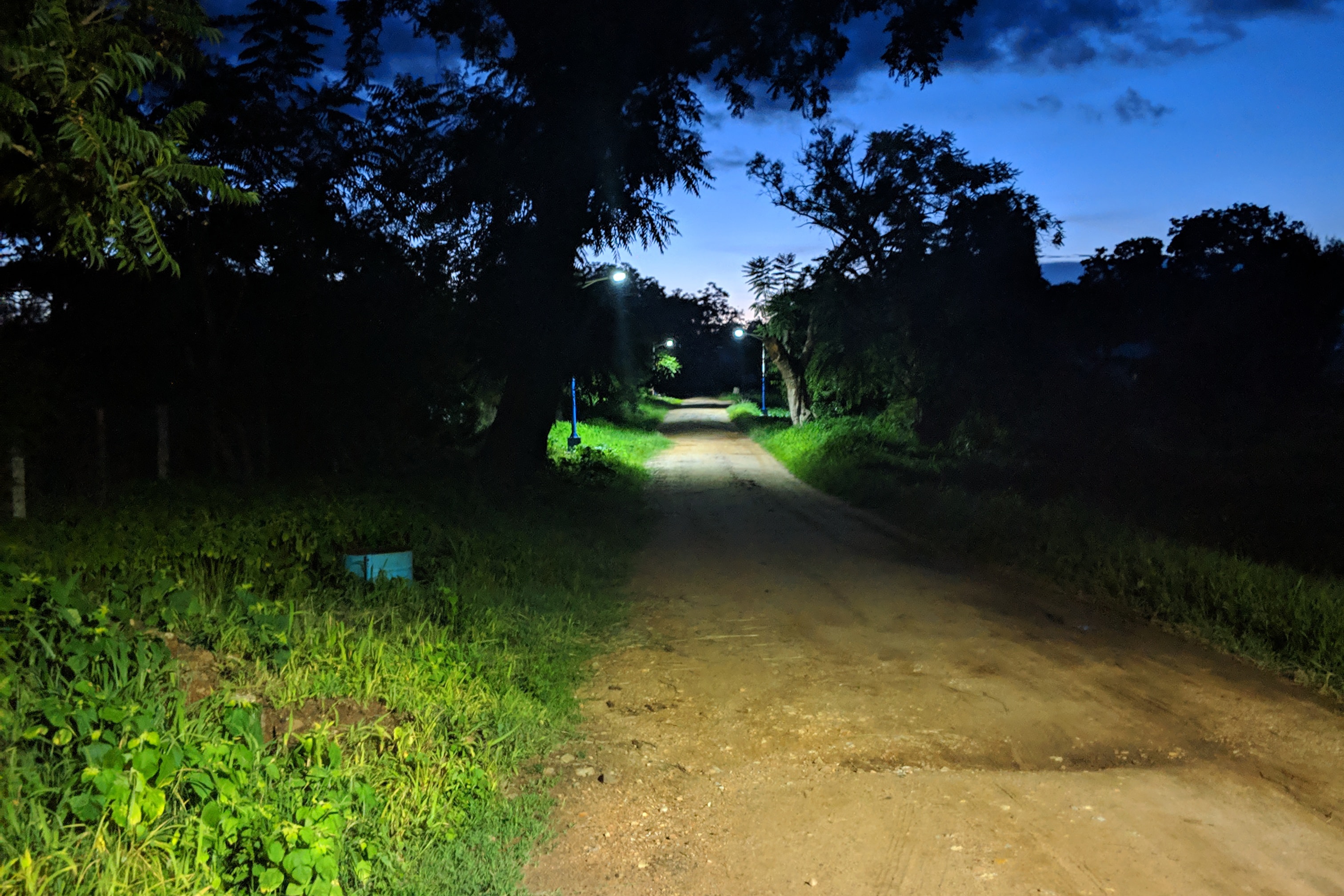 Image of lighted dirt road