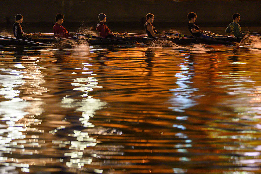 The team practices on the Allegheny River.