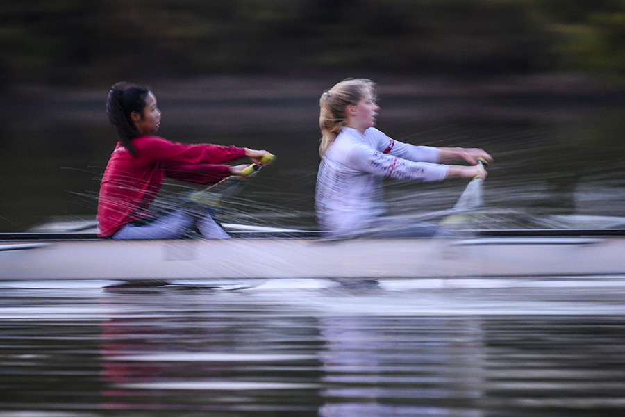 The team practices on the Allegheny River.