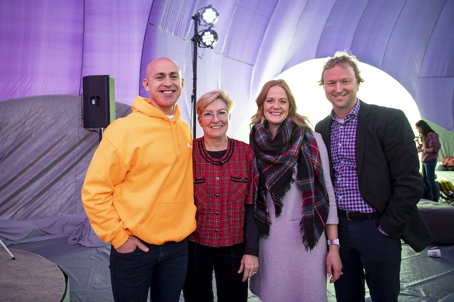 Headspace founder Andy Puddicombe with CMU faculty and staff