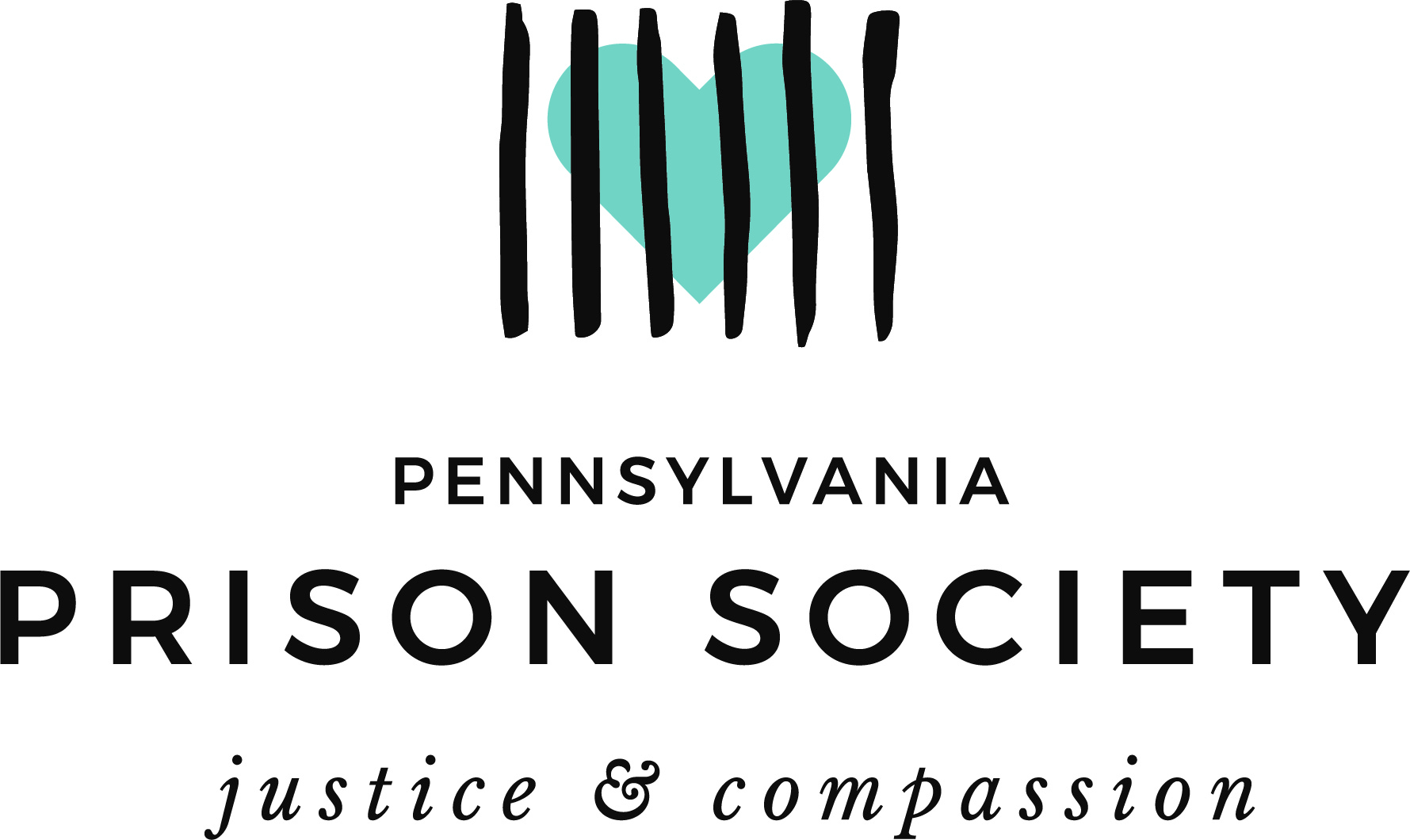 PA Prison Society logo showing a heart with vertical lines through it