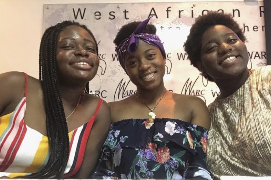 A photo of Awa Ndiaye, Dominique Aruede, and Akwellé (Q) Quaye