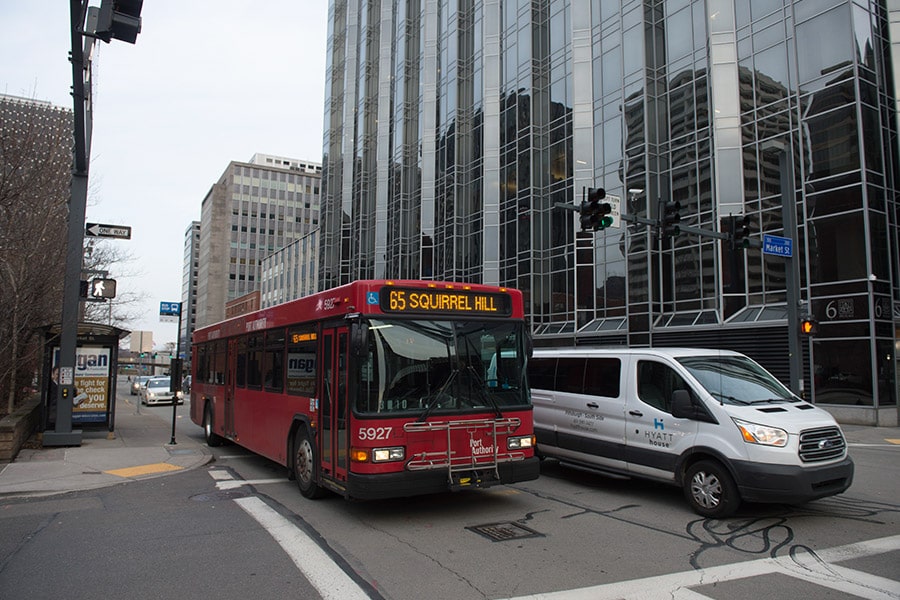 Bus in downtown Pittsburgh