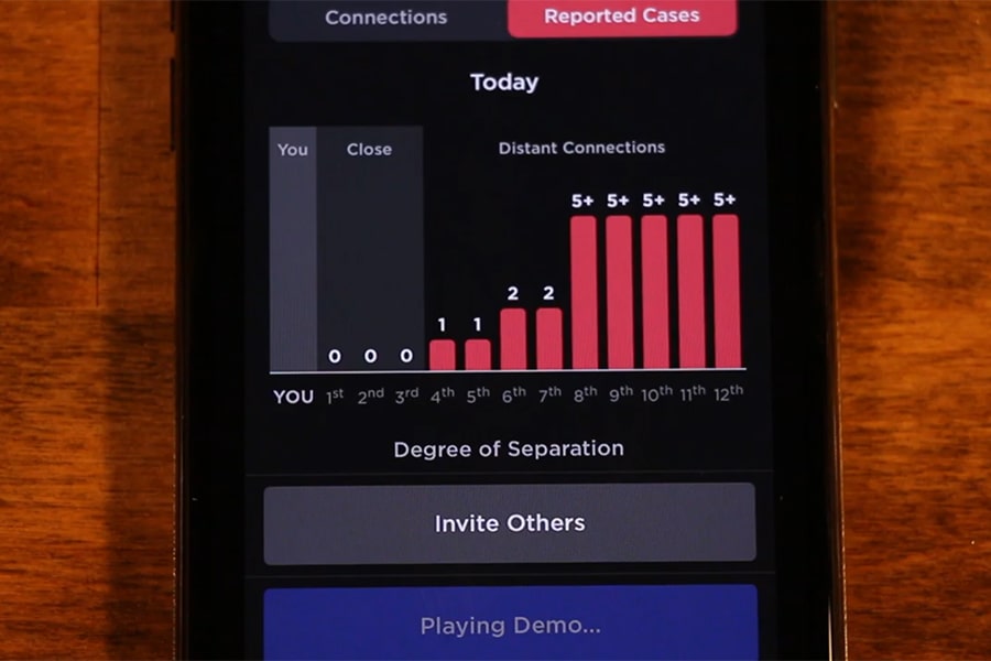 Screenshot of NOVID app