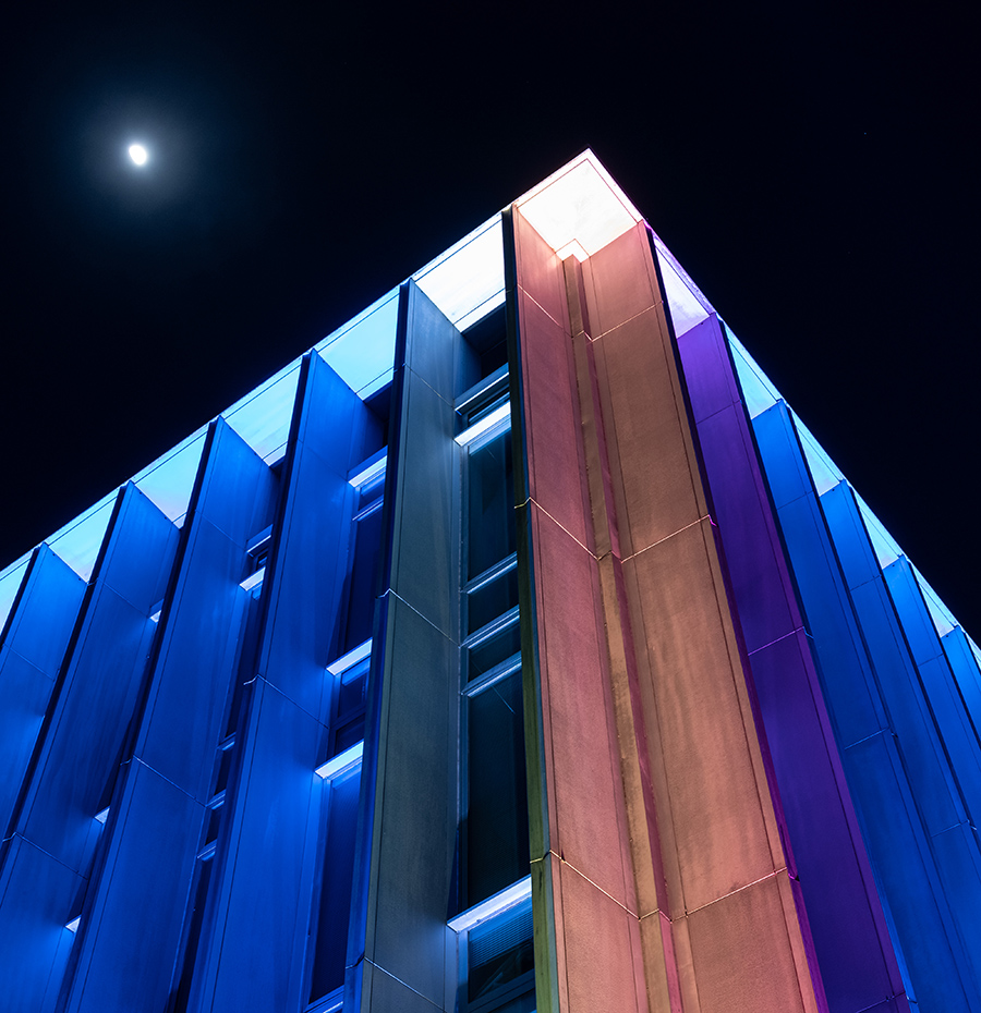 Hunt Library at night